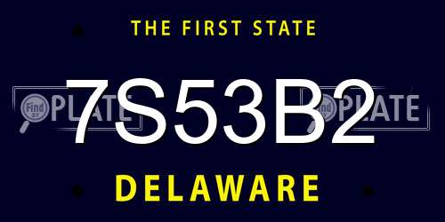 7S53B2 Delaware License Plate
