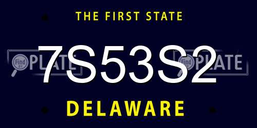 7S53S2 Delaware License Plate