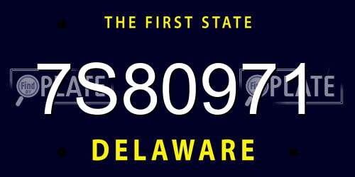 7S80971 Delaware License Plate