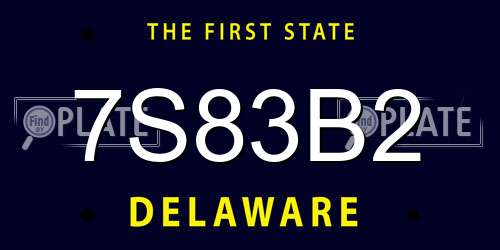 7S83B2 Delaware License Plate