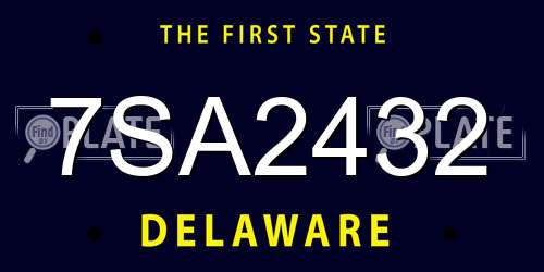 7SA2432 Delaware License Plate