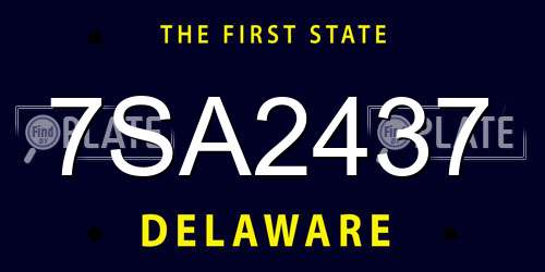 7SA2437 Delaware License Plate