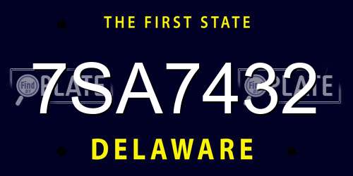7SA7432 Delaware License Plate