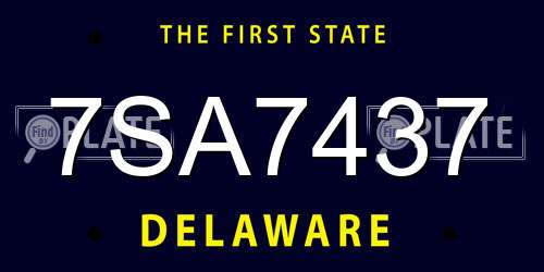 7SA7437 Delaware License Plate