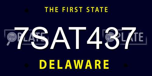 7SAT437 Delaware License Plate