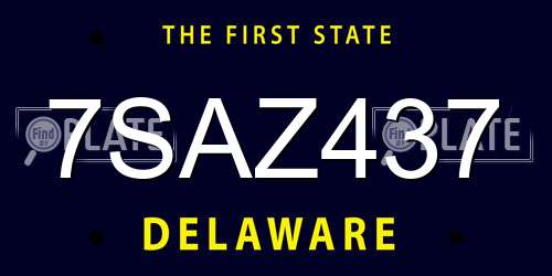 7SAZ437 Delaware License Plate