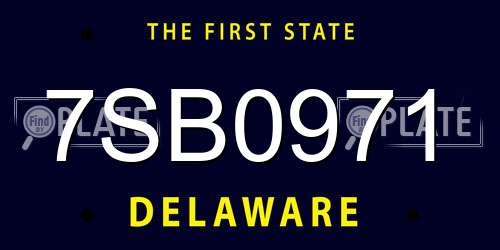 7SB0971 Delaware License Plate