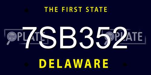 7SB352 Delaware License Plate