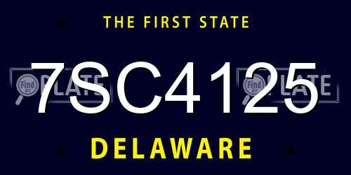7SC4125 Delaware License Plate