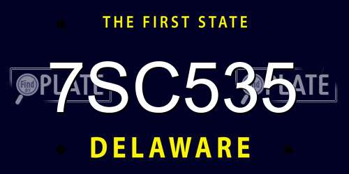 7SC535 Delaware License Plate