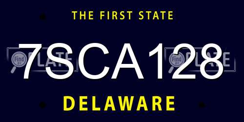 7SCA128 Delaware License Plate