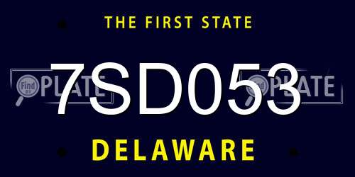 7SD053 Delaware License Plate