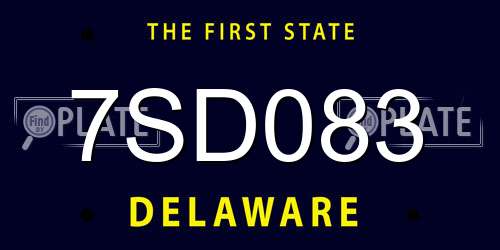 7SD083 Delaware License Plate