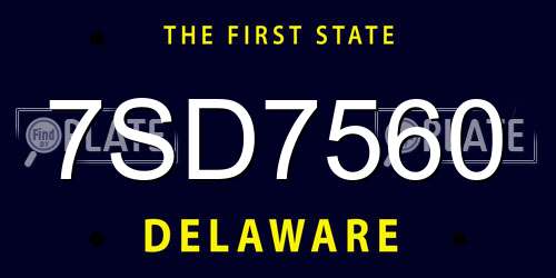 7SD7560 Delaware License Plate