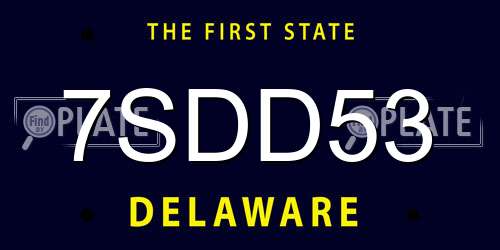 7SDD53 Delaware License Plate