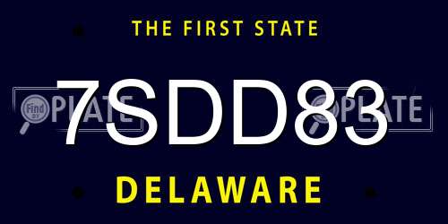 7SDD83 Delaware License Plate