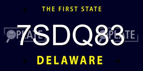 7SDQ83 Delaware License Plate