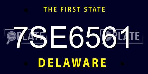7SE6561 Delaware License Plate