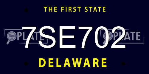 7SE702 Delaware License Plate