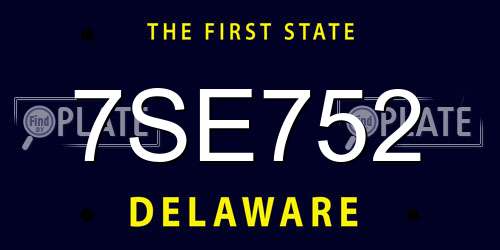 7SE752 Delaware License Plate