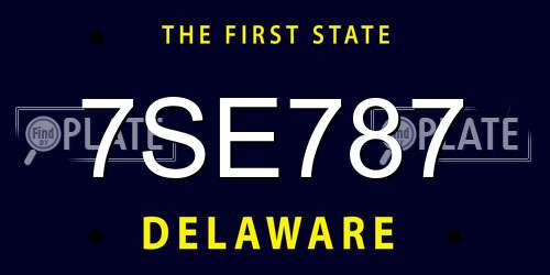 7SE787 Delaware License Plate