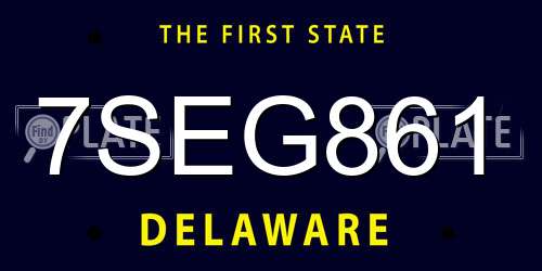 7SEG861 Delaware License Plate