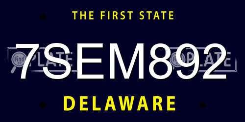 7SEM892 Delaware License Plate