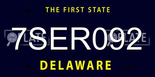 7SER092 Delaware License Plate