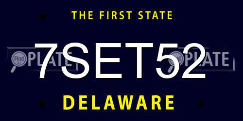 7SET52 Delaware License Plate