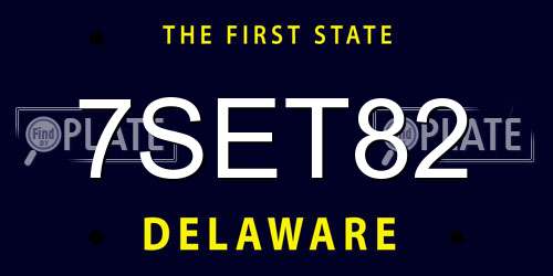 7SET82 Delaware License Plate