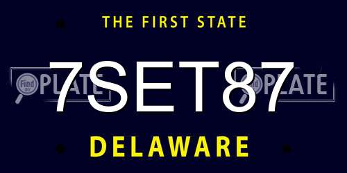 7SET87 Delaware License Plate