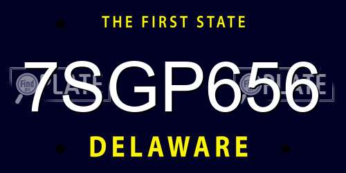 7SGP656 Delaware License Plate
