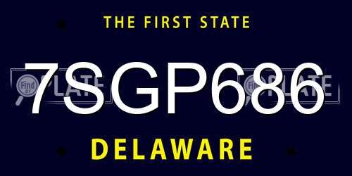 7SGP686 Delaware License Plate