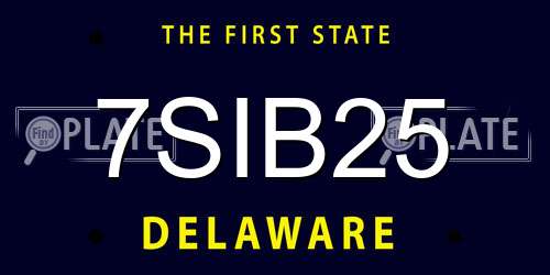 7SIB25 Delaware License Plate