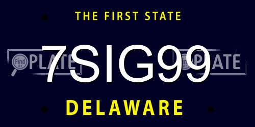 7SIG99 Delaware License Plate
