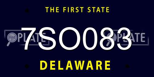 7SO083 Delaware License Plate
