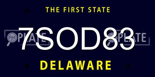 7SOD83 Delaware License Plate