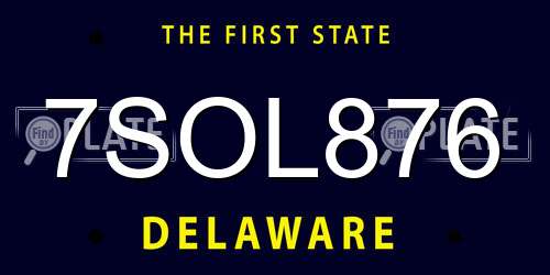 7SOL876 Delaware License Plate