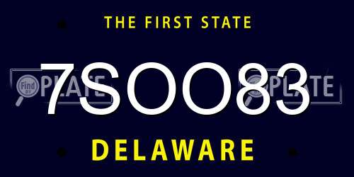 7SOO83 Delaware License Plate