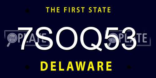 7SOQ53 Delaware License Plate