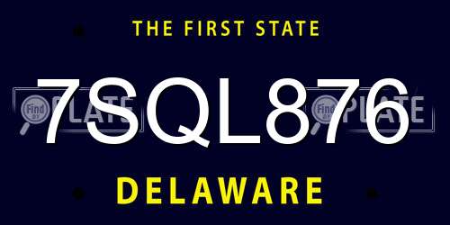 7SQL876 Delaware License Plate