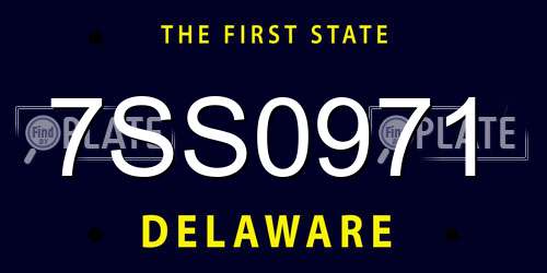 7SS0971 Delaware License Plate