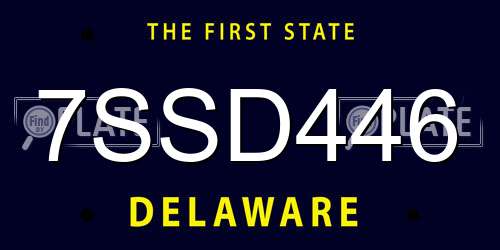 7SSD446 Delaware License Plate
