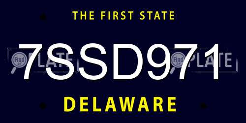 7SSD971 Delaware License Plate