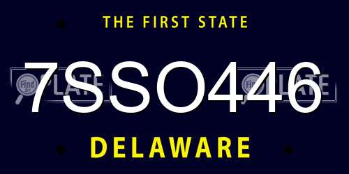 7SSO446 Delaware License Plate