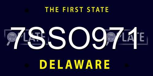 7SSO971 Delaware License Plate