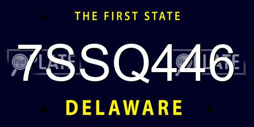7SSQ446 Delaware License Plate