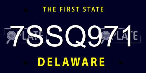 7SSQ971 Delaware License Plate