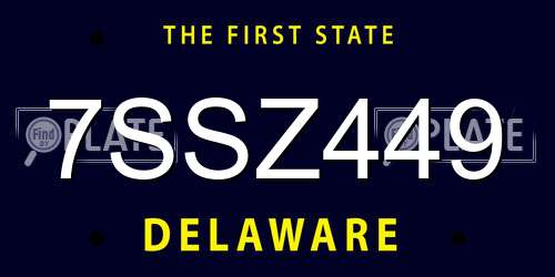 7SSZ449 Delaware License Plate