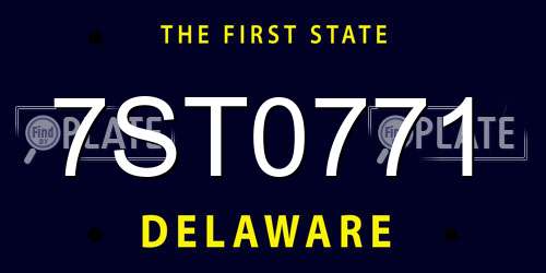 7ST0771 Delaware License Plate